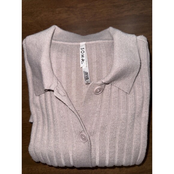 SOMA Ribbed Button-Up Cardigan Sweater Recycled Yarn Blend Neutral Size M - Picture 10 of 10